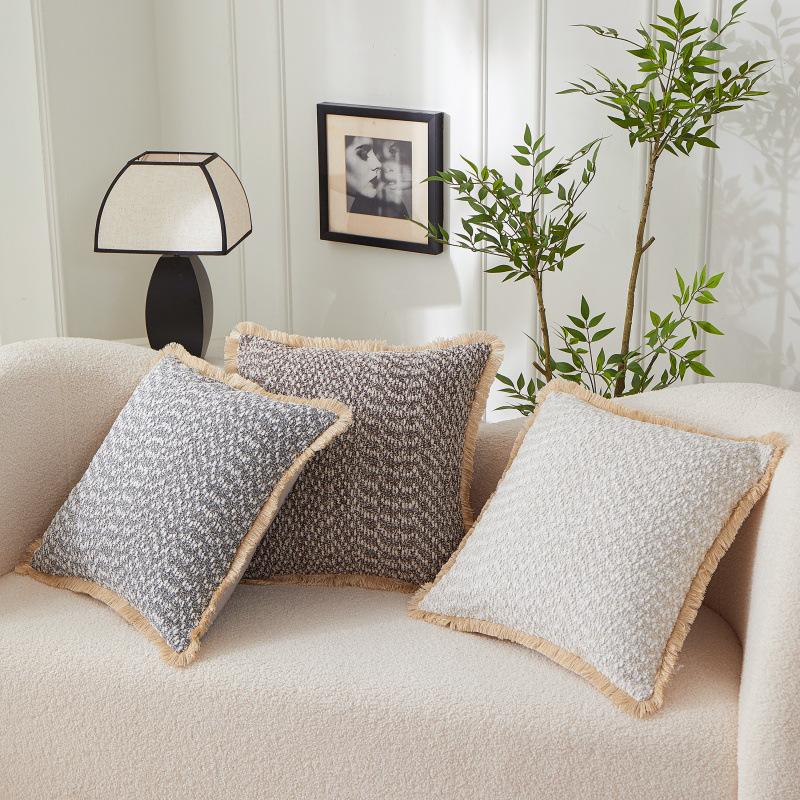 New Bedside Pillow, High-end Square Cushion, Sofa Pillow, Tassel Style