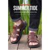 Top Layer Cowhide Sandals Men's Genuine Leather Cowhide Summer New Anti Slip Beach Shoes Driving Slippers