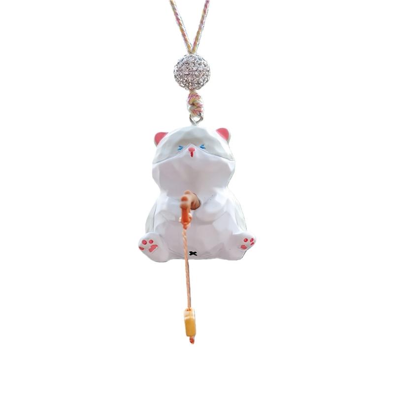 Fishing Cats Car Rear View Mirror Pendant Hanging Ornament Car Decoration Funny Car Interior Decors Gift for Women Men