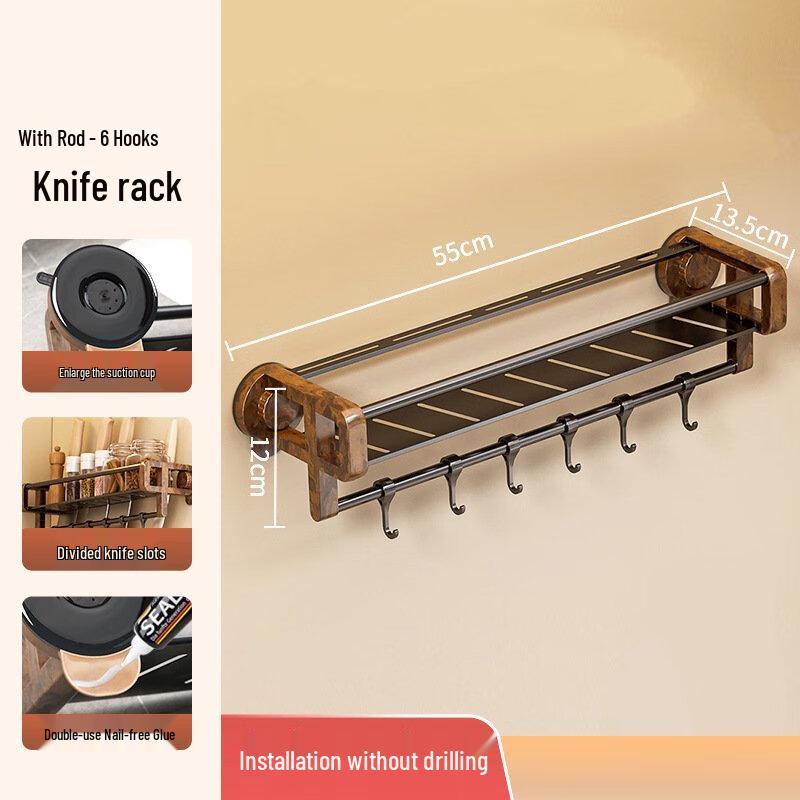 Miflame No-Drill Wall-Mounted Kitchen Hook & Knife Rack