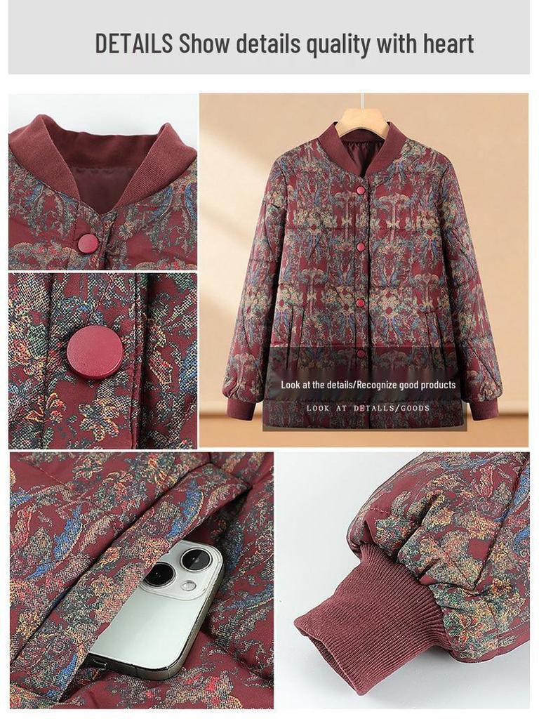 Women's Lightweight Warm Padded Jacket - Ideal for Middle-Aged and Elderly - Close-Fitting Inner Lining for Mothers and Grandmas