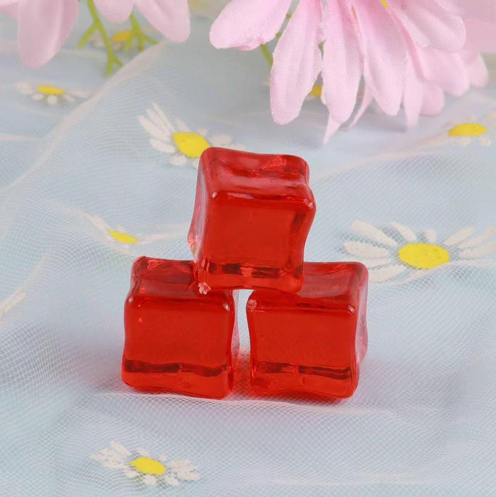 Trendy Simulation Transparent Colored Ice Cube Phone Case Keychain with Crushed Ice DIY Micro Landscape Decor