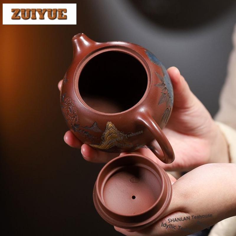 330ml Luxury Yixing Purple Clay Teapots Master Handmade Xishi Pot Raw Ore Plum Red Mud Kettle Zisha Tea Set Drinkware Collection