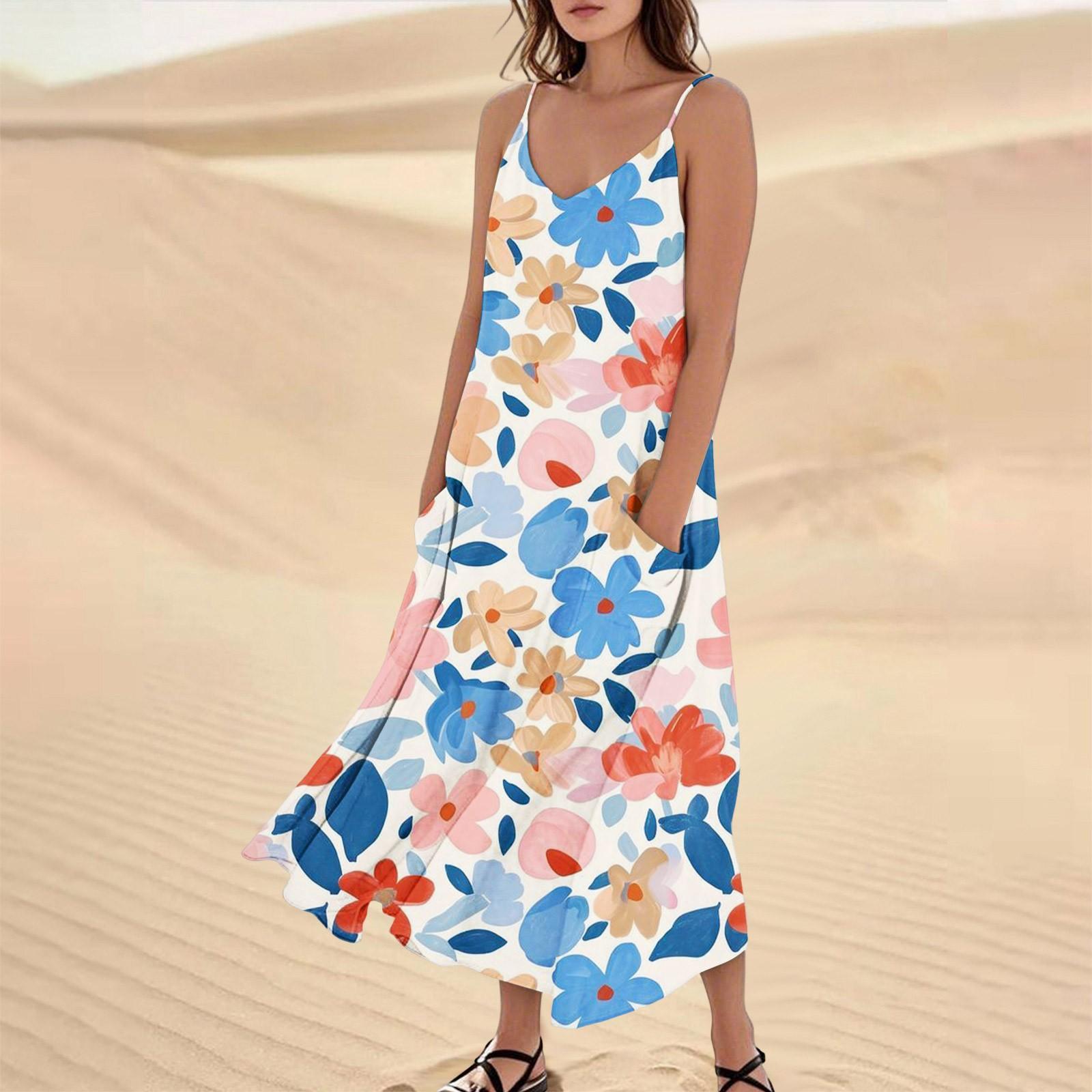 

Жіночі літні повсякденні вільні довгі пляжні сукні для відпустки XXL