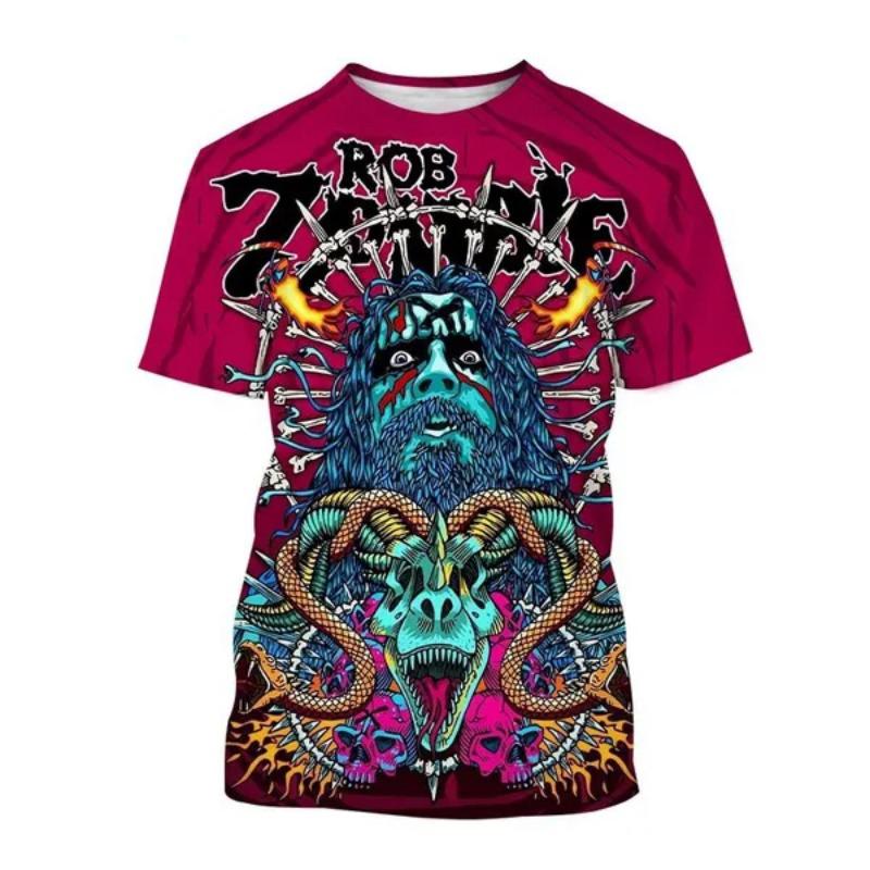 Rob Zombie 3D Print T-Shirts Rock Singer Streetwear Men Women Fashion Oversized Short Sleeve T Shirt Kids Tees Tops Man Clothing