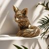 Alloy Fox Figurine Exquisite Detailed Carving Vintage Golden Finish Perfect For Home Office Desktop Decor Gift