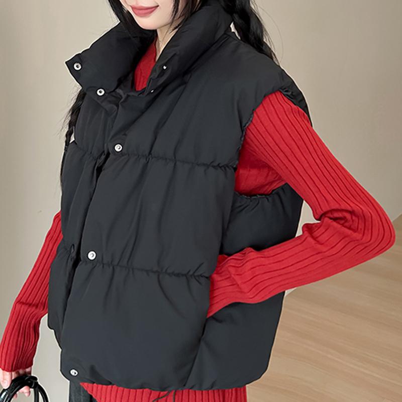 Fashion Winter Short Sleeveless Vest Woman Warm Outerwears Stand Collar Casual Thick Women's Jackets