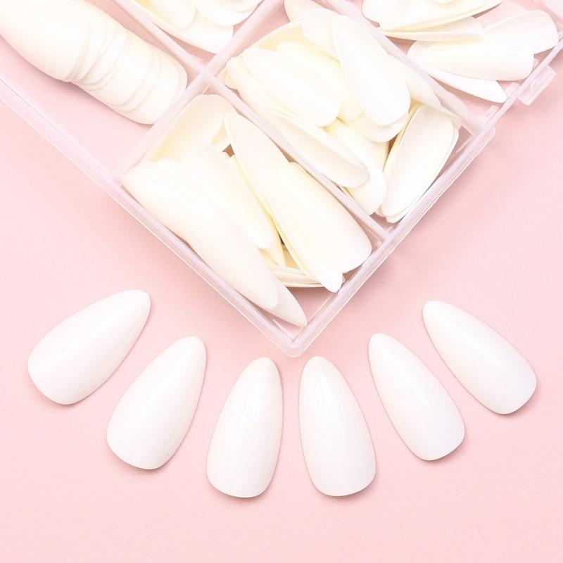 120 Pcs Press On Nails Solid Color False Nails Almond Full Cover Stick On Nails Artificial Nails Manicures Supplies