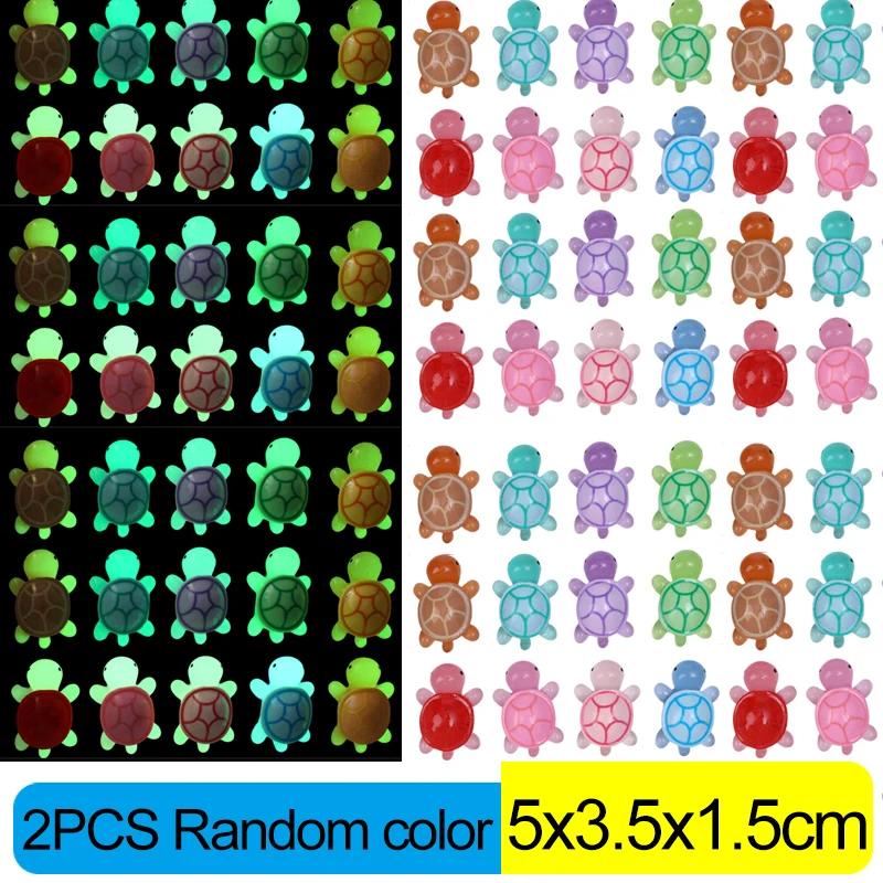 

50/2 шт. Мини Светящаяся Черепаха Домашний Декор Ландшафтный Дизайн Изделия из смолы Светящаяся Черепаха Сад Аквариум Миниатюры Украшения Декорация