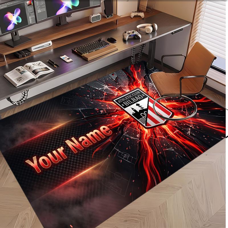 Personalized Crystal Velvet Carpet Athletic Bilbao FC Pattern Non Slip Floor Rug