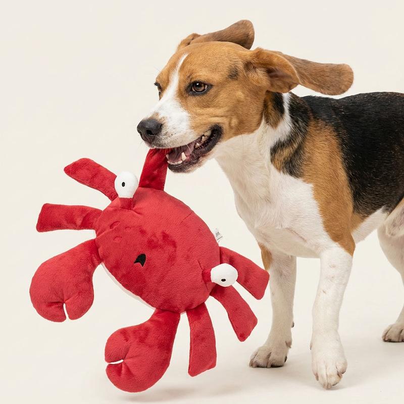 Hot sale Dog toy red crab double clamp sound making airbag grinding teeth stuffiness relief toy suitable for all dog breeds