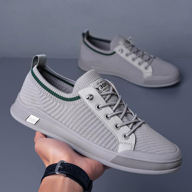 

Men s shoes summer breathable fly-woven shoes spring and autumn fly-woven shoes breathable deodorant shoes thin one-pedal trendy soft-soled shoes 44