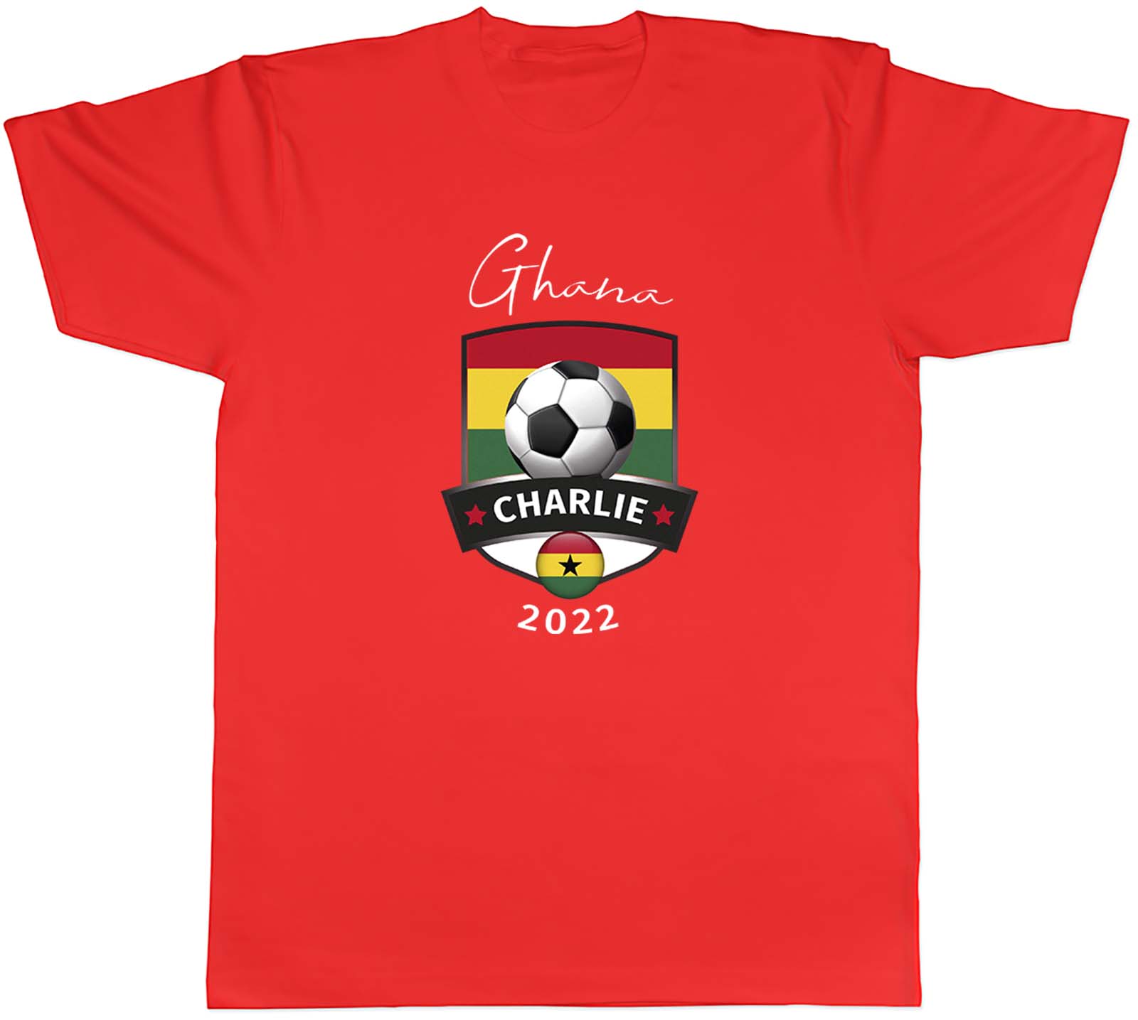 Personalised Unisexs T Shirt Ghana Football World Cup Shield Unisex Tee Gift S