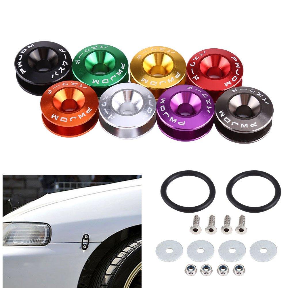 Aluminum Alloy Car Quick Release Fender Bumper Washers 9 Colors Set of 4 Durable (Yellow)