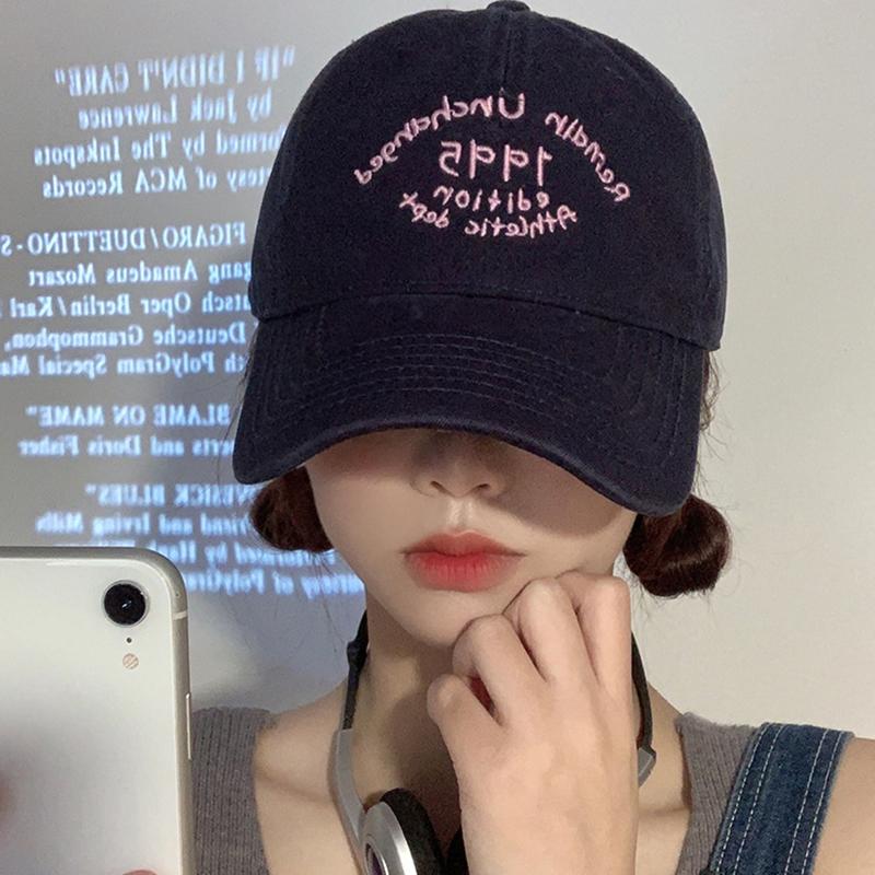 Ricygvm Letter Embroidery Baseball Cap For Women Fashion Duck Tongue Caps Korean Girl Outdoor Sun Visors Solid Cotton Peaked Hat