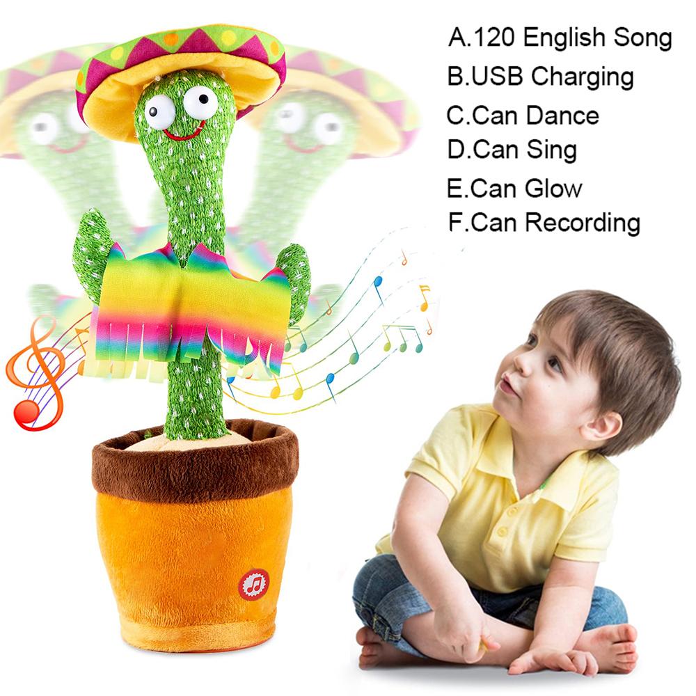 Talking Cactus  Dancing Baby Toy Cactus Repeats What You say for Kids with English Songs Dancing Toy for Gift Toddle Girls Boys