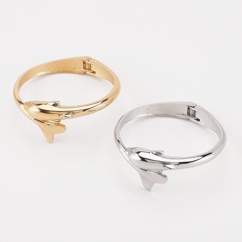 Creative Dolphin Bangle Elegant Marine Organism Hand Chain Jewelry Dolphin Spring Bracelet  Unisex