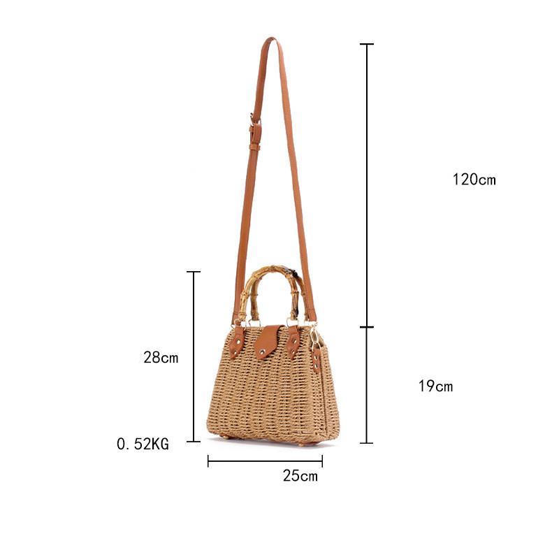 2025 Luxury Designer Fashionable Bamboo Handle Handwoven Rattan Handbags Women's Vacation Beach Box Bag Trend Tote Shoulder Bag