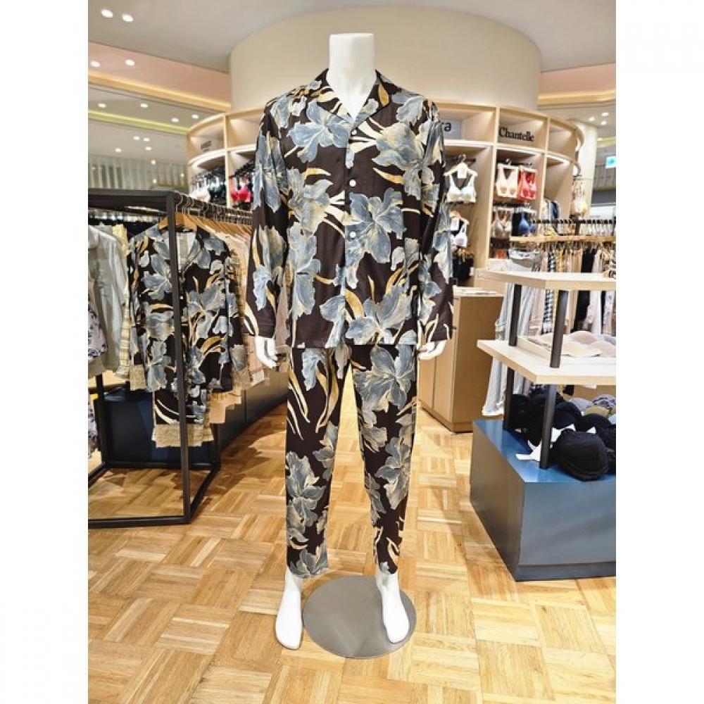 Barbara Men S Pajama Dark Brown Flower Print Amp4585b dark brown/100