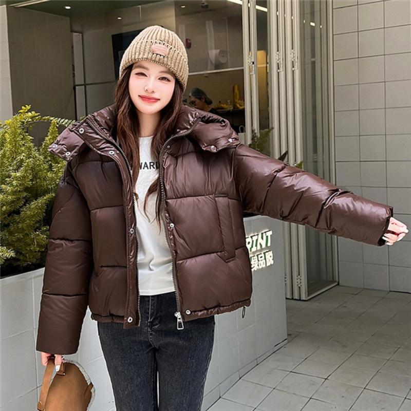 Women’s Short Detachable Hood Windproof Thicken Warm Winter Jacket With Raglan Sleeves