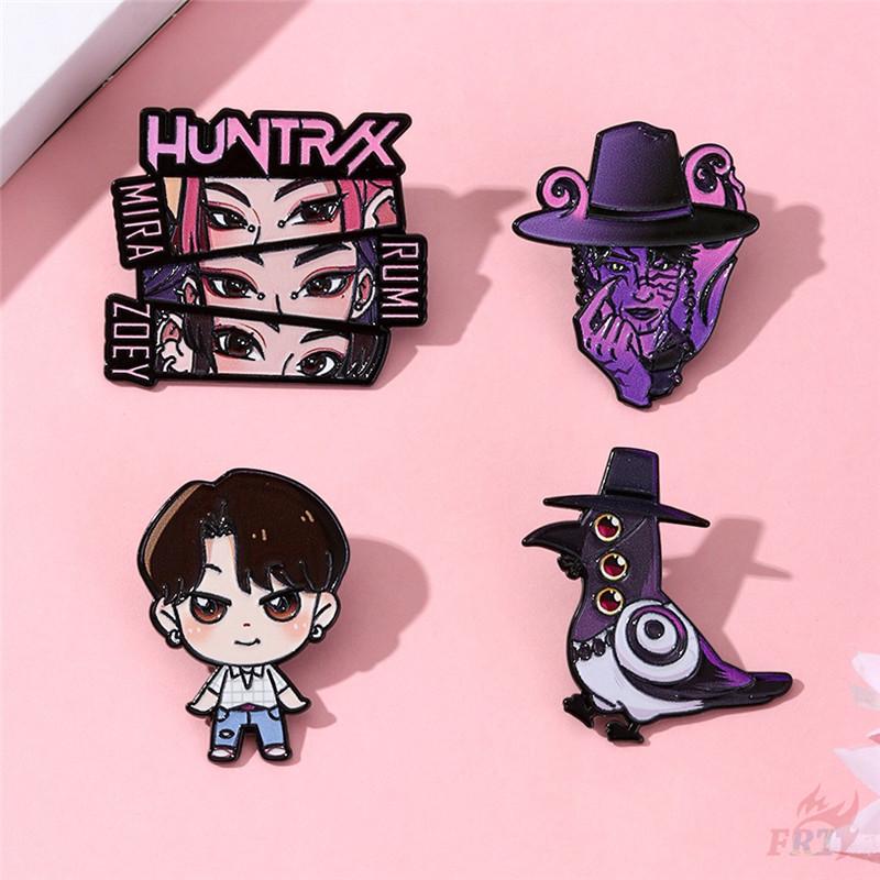 

4Pcs/Set KPop Demon Hunters Series 02 Brooches - Doodle Enamel Backpack Button Pins Badges