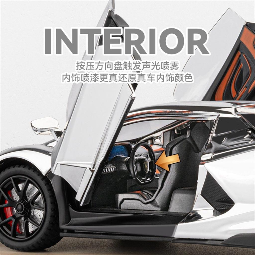 Spray 1:24 Lamborghini Revuelto Countach LP500S Supercar Alloy Metal Diecast Model Car High Simulation Home Trendy Ornaments Toy