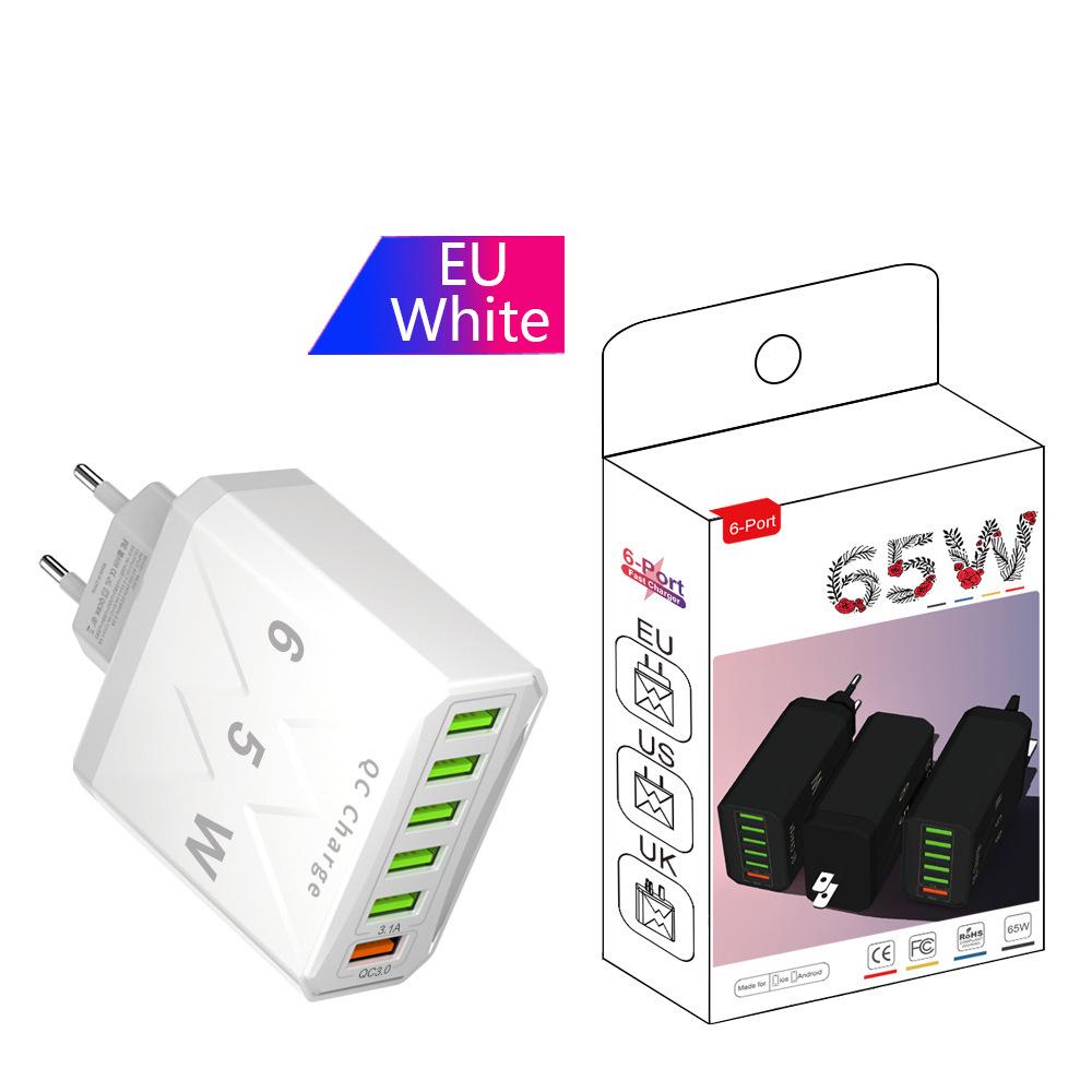 65W PD Fast Charger QC3.0, Compatible with Phones and Tablets, EU Standard.
