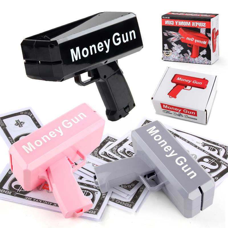 Upgraded High-Power Electric Money Gun Cash Sprayer Dollar Toy Gun Holiday Prop Toy Black