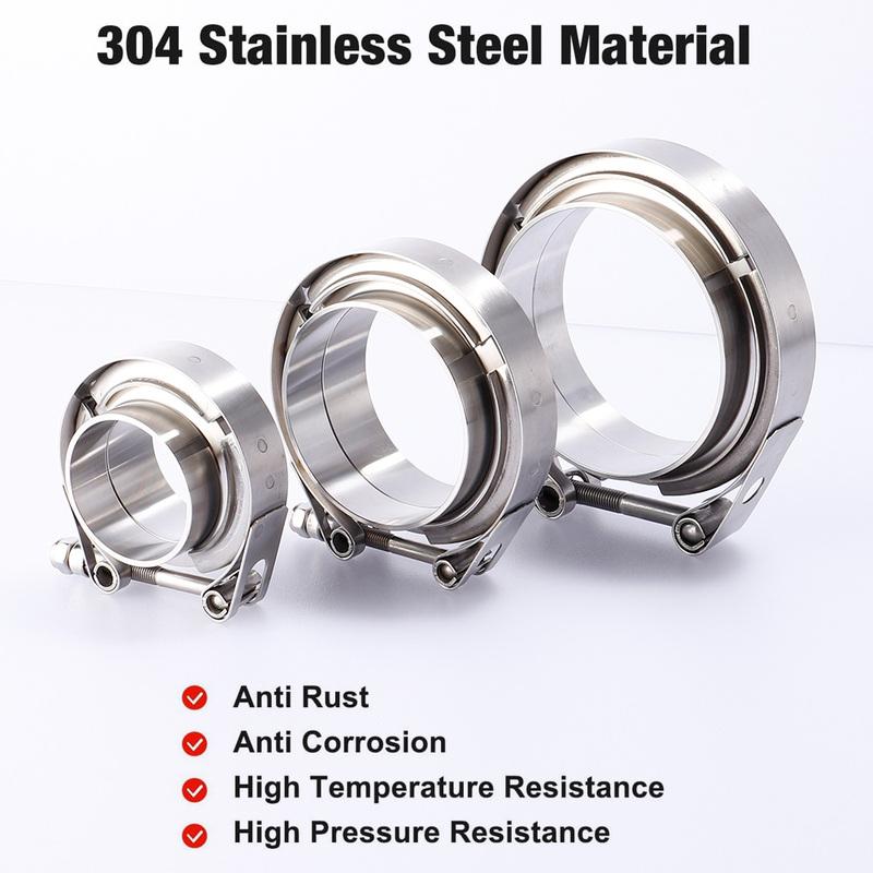 Car 304 Stainless Steel V Band Clamp Kits Turbo Exhaust Pipe Vband Clamp Male Female Flange V Clamp Universal