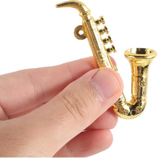 14pcs Christmas Musical Instrument Ornaments Mini Trumpet Saxophone Guitar Model Tiny Instruments Set Xmas Tree Hanging Decorations Music Party