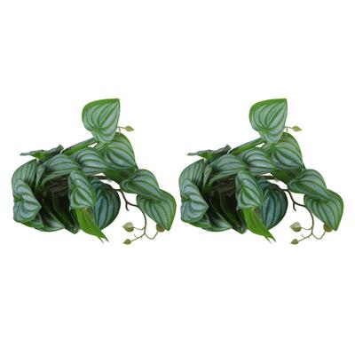 2PCS Artificial Water Plant Simulation Vine Lifelike Plastic Leaves Decoration with Suction Cup for