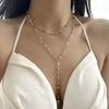 Vintage Crystal Chain Necklace Tassel Collarbone Chain Fashion Y-Shaped Necklace  Party Jewelry