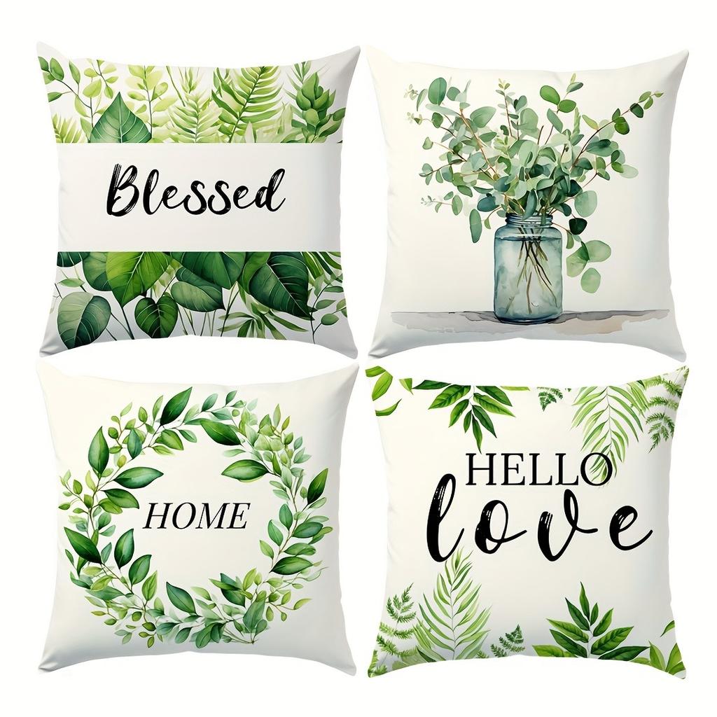 Blue Floral And Home - Slogan Pillowcasebedroom Living Room Sofa Home Decor Polyester Cushion Cover With Zipper
