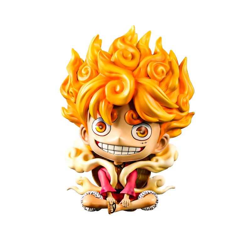 One Piece Q Version Sun God Nika Gear 5 Luffy Awakening White Hair Figure