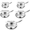 KEMORELA 316 Stainless Steel Frying Pan, Mirror Polished Design,Three-Layer Stainless Steel Multiple Sizes for Induction Cookers