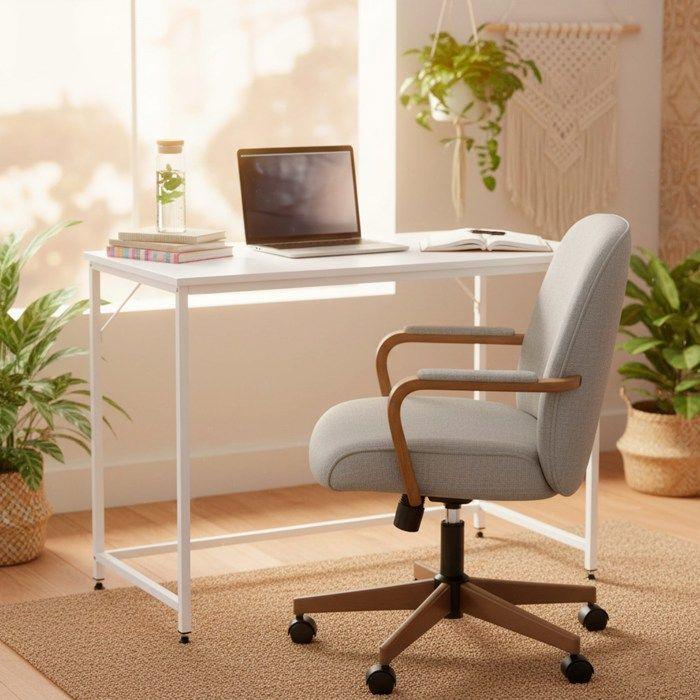 Moderner Computertisch 100 × 50 × 76 cm – Industrieller Loft-Tisch weiß