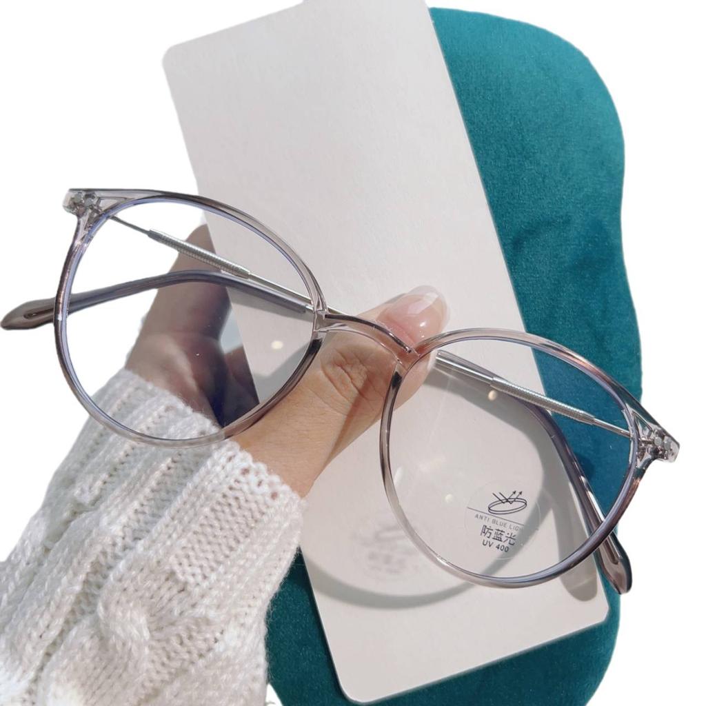 Black Frame Anti-Blue Light Glasses Female Myopia Degree Round Frame Plain Face Thin Glasses Frame Male