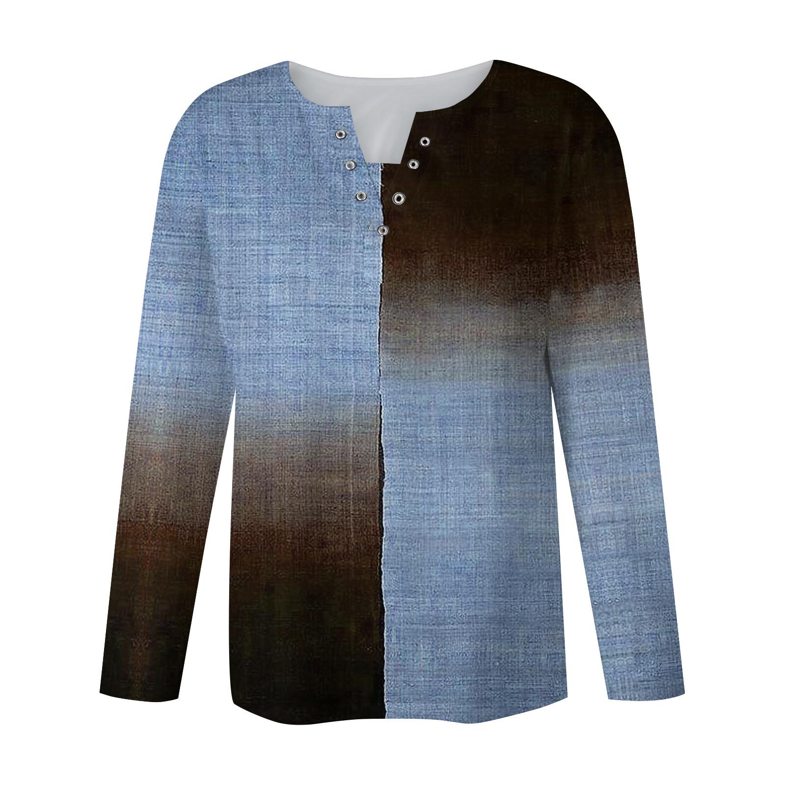 

Женская повседневная модная винтажная толстовка с длинным рукавом и v-образным вырезом с принтом, многослойный пуловер, топ M