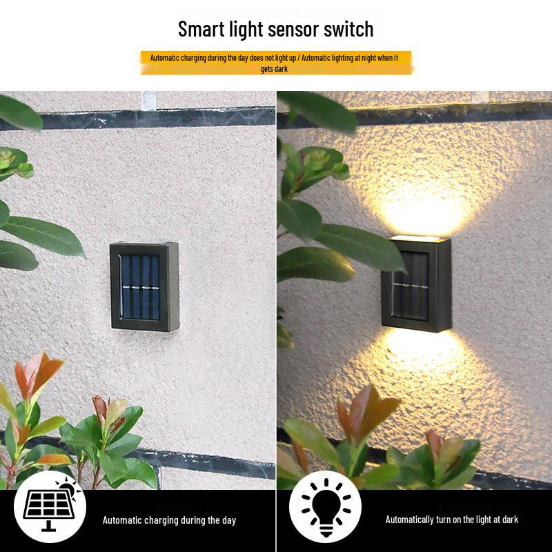 2LED Solar Outdoor Wall Light - Up/Down Accent Lighting for Courtyard, Villa, Decoration