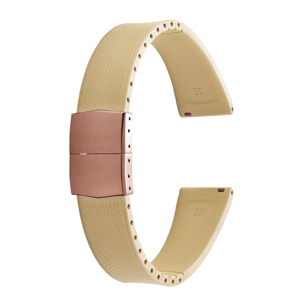 20mm Delugs CTS FKM Gummi Uhrenarmbänder mit 4 Farben Schmetterlingsschließe Einzigartige Textur Schnellverschluss Uhrenarmband für Markenuhr