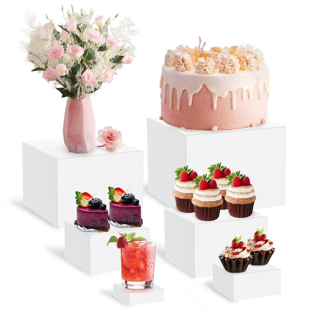 White /Transparent Acrylic Display Cube Stackable Buffet Decorating Box  Jewelry