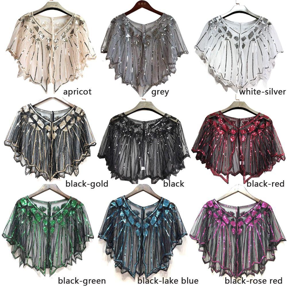 Evening Dress Accessories Sequins Shawl Wraps Party Evening Cape Elegant Ladies Flapper Cover Up
