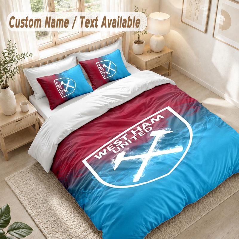 West Ham Bedding Set, 1 Duvet Cover & 2 Pillowcases Soft Comfortable Bedroom Home Textile Decor