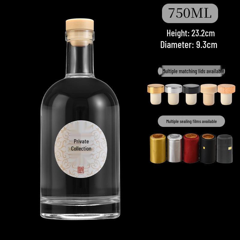 Průhledné prázdné lahve skladem: Vodka, Žluté víno, Domácí ovocné víno, Baijiu, Mražený alkohol