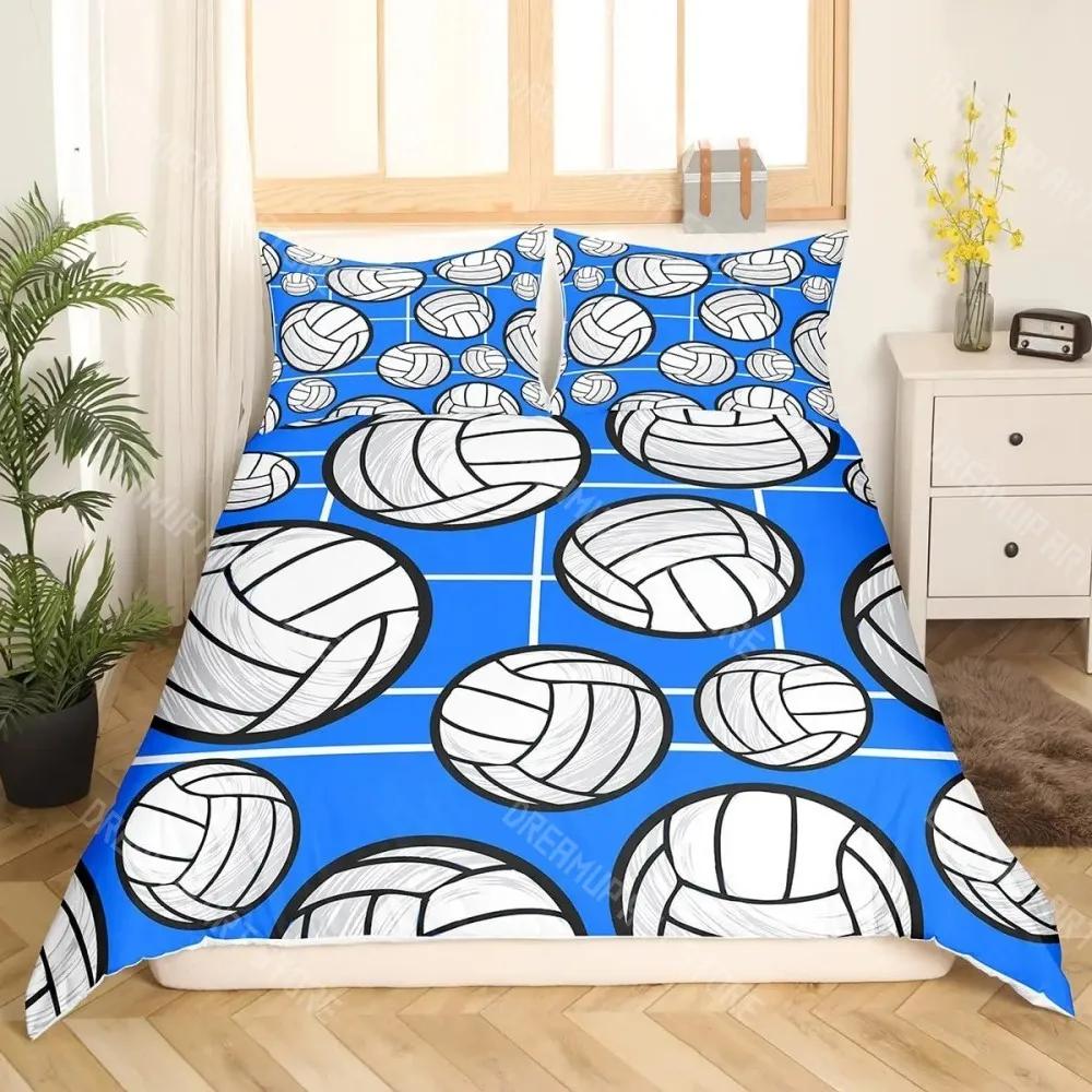 Volleyball Sport Bedding Set Sports Theme Duvet Cover King Queen Watercolor Volleyball Comforter Cover Ball Game Quilt Cover
