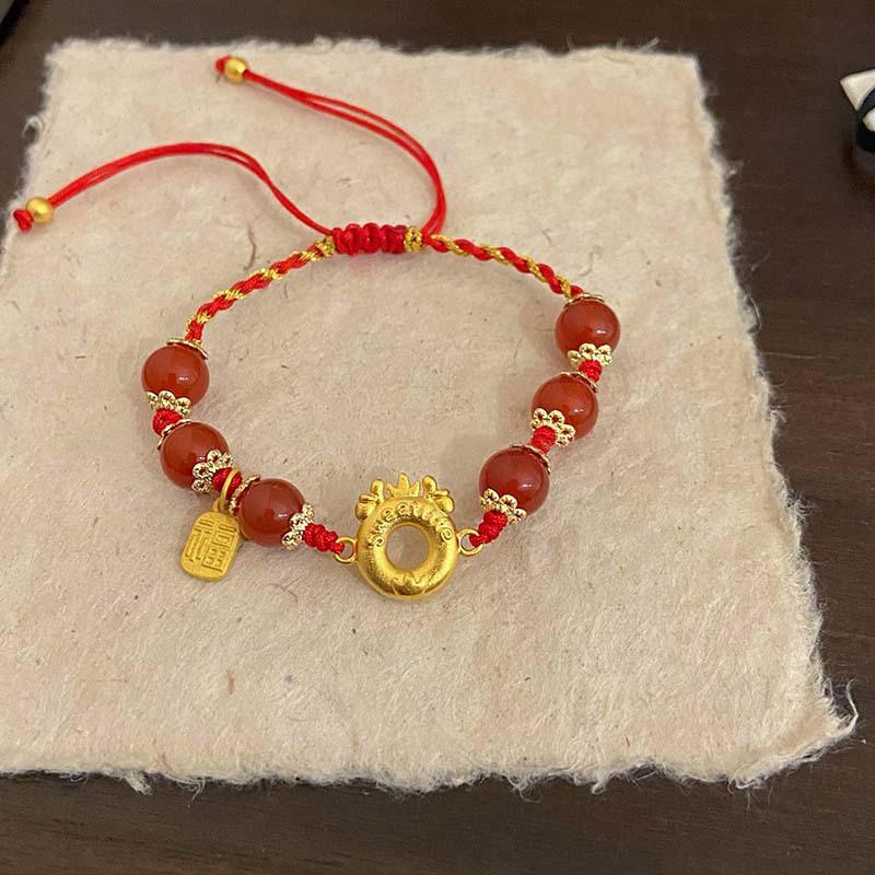 

Retro dragon shape beaded adjustable bracelet fashion Woven Fuzi Pendant Bracelet Lady s New Year Party Gift