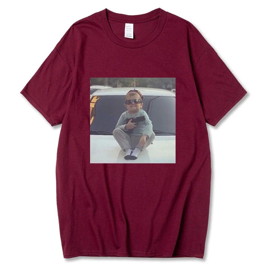 2023 New Hasbulla Fighting Meme T Shirt Unisex Women Mini Khabib Blogger T-Shirt High Quality Crew Neck Pure Cotton Oversized Tees Unisex
