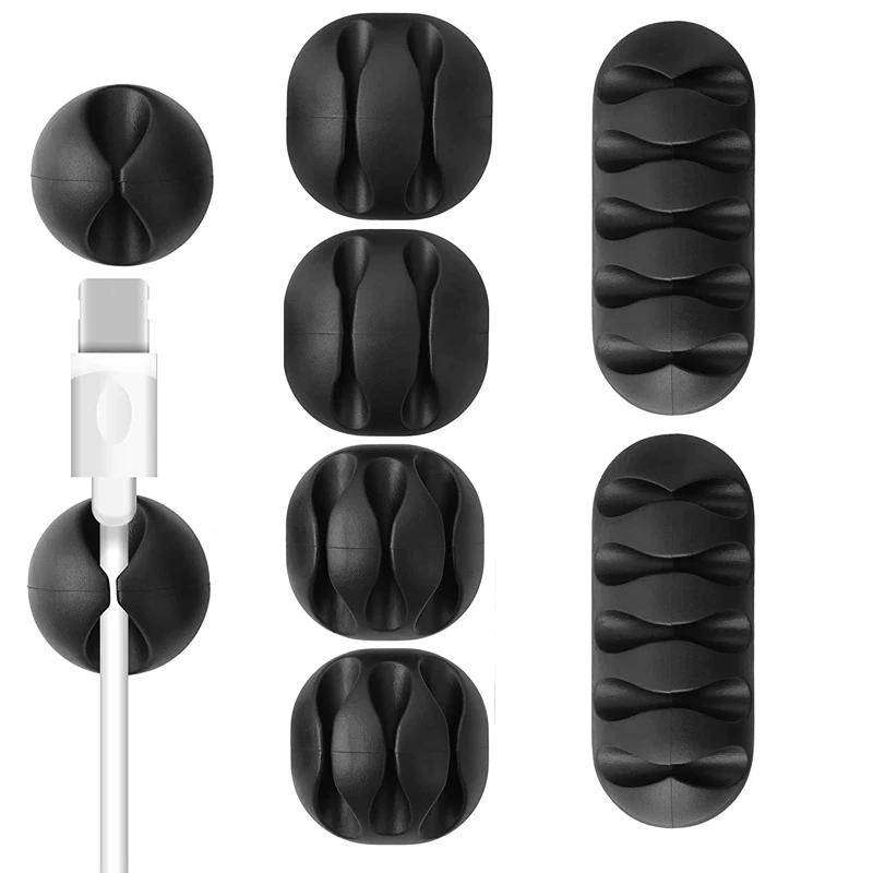 Organizador de Cables Silicona Enrollador USB Gestión Limpia de Escritorio Pinza Soporte para Cables Para Ratón Auriculares Protector Pinza Organizadora de Cables