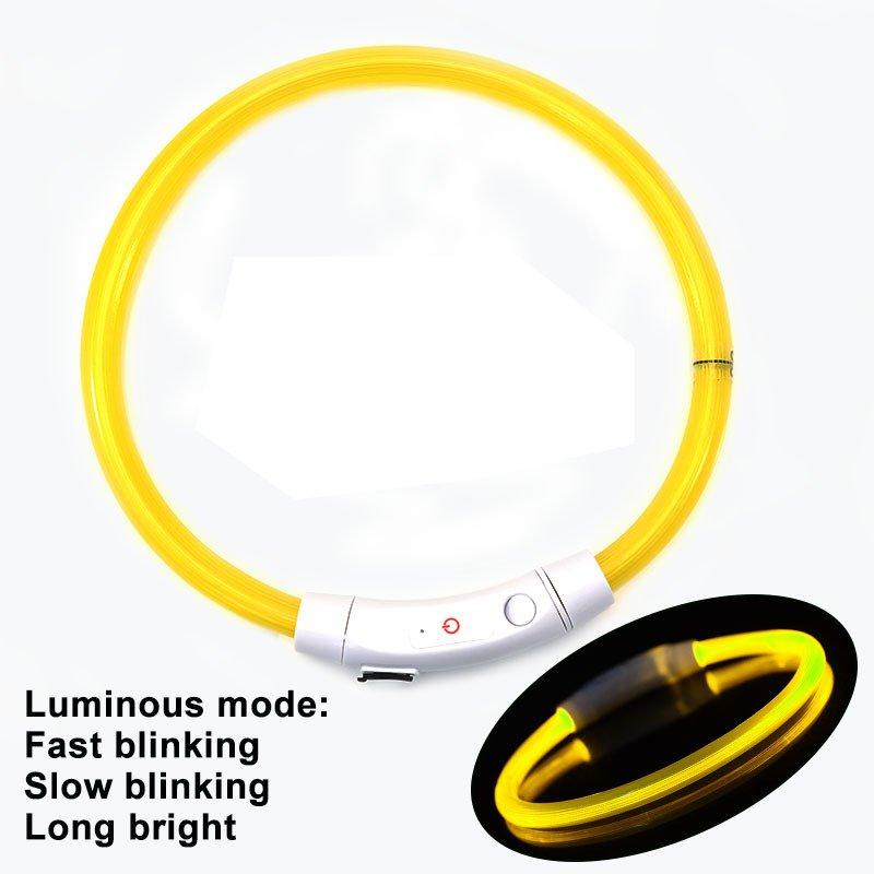 USB-C Rechargeable LED Dog Collar Glowing Pet Necklace Adjustable Waterproof Night Safety Collar