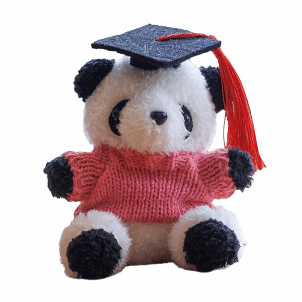 Cute Stuffed Panda Pendant Toy Soft Doctor Hat Panda Doll Graduation Panda Plush Toy  Students Gift розовый